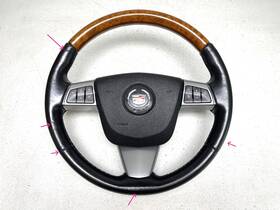22982681 Cadillac Gm 11-14 Cts Steering Wheel Black Leather And Wood Heated With Controls Oem