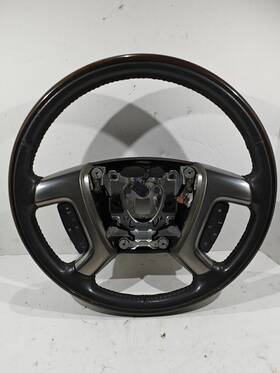 15917942 Cadillac Gmc Chevrolet 07-14 Escalade Yukon Acadia Steering Wheel Leather Dark Wood Audio Cruise Black