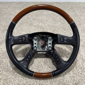 P21997720 Cadillac 03-06 Escalade Gmc Envoy Yukon Ebony Leather Woodgrain Steering Wheel