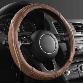 Zt-00911 Car Pass Brown Delux Leather Steering Wheel Cover