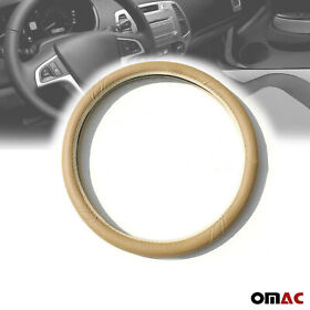 96am074-25825 Car Steering Wheel Cover For Lincoln 15inch Dark Beige Pu Leather Anti-slip
