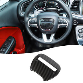 Tesin220725l0607 Carbon Fiber Steering Wheel Center Panel Trim For Dodge Charger Challenger 2015