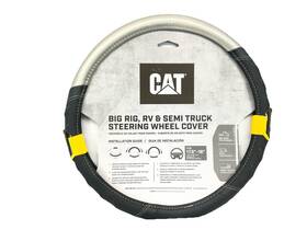 Casw-7912-gr Cat Biggrip Faux Black Leather Semi Truck Steering Wheel Cover Extra Large