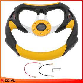 Ze1159981016505501g Cciyu 320mm Battle Style Racing Steering Wheel Black And Yellow Silver Horn Button