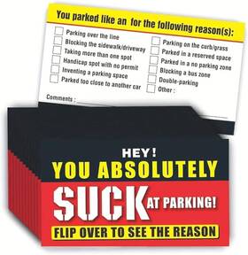 23285917 Cdxhome Bad Parking Cards - 100pcs You Absolutely Suck At 3.5ftft X 2ftft Red