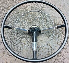 3732043 Chevrolet Vintage Chevy 3-spoke Steering Wheel Chrome Horn Ring 1955 1956 1957 Bel Air Gm