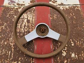 9759182 Chevrolet 1974-1987 Chevy Monza Chevette 15 Inch Tan Beige Steering Wheel Two Spoke Aluminum