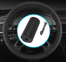 Chusyyray 579903433067 15 Inch Faux Carbon Fiber Car Steering Wheel Cover Black Genuine Leather For Gmc