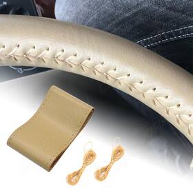 Chusyyray 859398948162 Beige New Genuine Leather For Toyota 15 Inch Diameter Car Auto Steering Wheel Cover