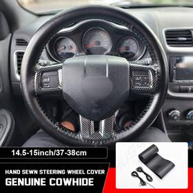 Chu-200602bb Chusyyray 15 Inch 38cm Steering Wheel Cover Genuine Leather For All Car Black
