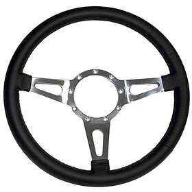 Brstw23 Cj Classic Trucks Steering Wheel Black Leather/aluminum 15 Inch 9-bolt Bronco 196