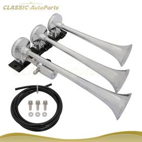 C162049aps Classic-autoparts 135db 12v 3 Trumpets Chrome Plated Air Horn Kit For Truck Car Suv