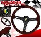 Classic Black Streak Tracking Drag Wood Center Wheel Jdm Leaf Mark Steering