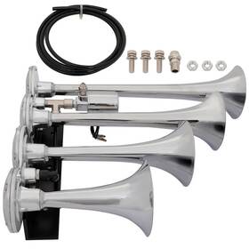 12201179 Csdex 135db 12v 4 Trumpets Chrome Train Air Horn Kit For Truck Car Suv Ship