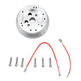 A01-56f-p Cubauto 5 And 6 Silver Hole Steering Wheel Polished Short Hub Adapter Fit Ididit Gm Buick