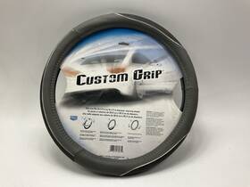 38921 Custom Accessories Ca Steering Wheel Cover Sport Grip Black And Gray With Chrome Accent 14.5-15.5