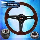 Dark Wood Black Aluminum Center Steering Wheel Quick Release For 90-97 Miata