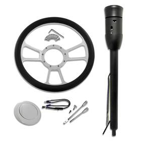 R27222 Demotor Performance 30 Inch Black Manual Steering Column With 14 Chrome Tri-spoke Wheel And Horn Button Gm