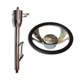 T62135 Demotor Performance Gm 28 Inch Manual Steering Column No Key And 14 Wheel Flamed Horn Button