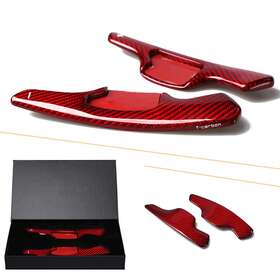 Dictorcoltd 211311486555 Steering Wheel Shift Paddle Extension Carbon Fiber For Ford Taurus Lincoln Red