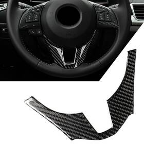 Dictorcoltd 550748578243 Carbon Fiber Interior Steering Wheel Trim Cover Fit For Mazda 3 Axela 2014-2016