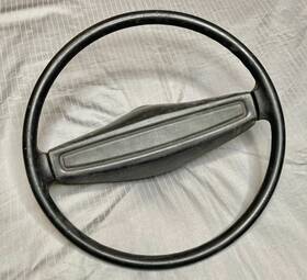 3748954 Dodge Vintage 70s Black Faux Leather Mopar 15 Inch Steering Wheel - Part #