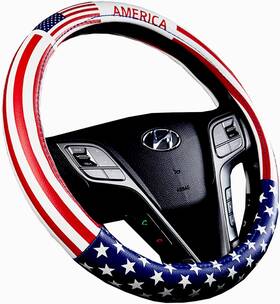 Dotesy 704529608548 Leather Auto Steering Wheel Cover Fashion Flag Style American