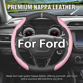 Drivedex 563024113182 Car Nappa Leather 2pcs Segmented Steering Wheel Cover Wrap Sew-on Kit Fits Ford