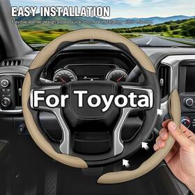 Fxpt-3jnpp-beige-163 Drivedex Beige Leather Car 3pcs Segmented Steering Wheel Cover Compatible For Toyota Rav4