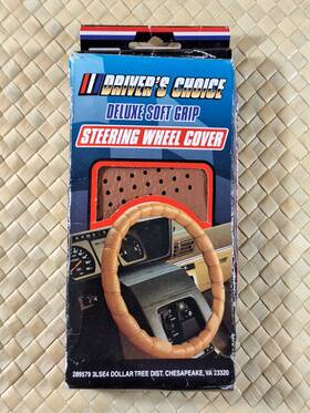 Drivers Choice 084431618447 Vintage Steering Wheel Cover Wrap Around Lace Brown 1980s Retro Soft Grip New