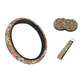 20230627z84-a1-009 Drydeepin Daisy Flower Steering Wheel Sage Hippy Floral Pattern