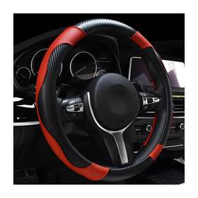 Dxnq-4008cs Dxnq Car Steering Wheel Cover 15 Inch Carbon Fiber Leather Black&red