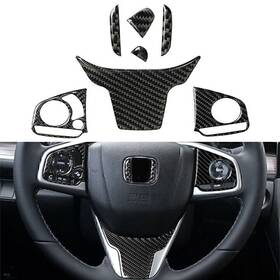 Efmotorshop 550756215628 4pcs Carbon Fiber Inner Steering Wheel Sticker Trim For Honda Civic 10th 2016-19
