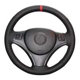 Qc-e90 Eiseng Diy Sew Black Microfiber Leather Car Steering Wheel Cover