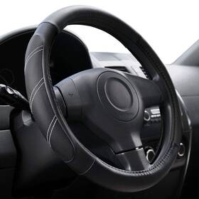 Swc003-bk-b Elantrip Leather Steering Wheel Cover 15 1/2 To 16 - Inch Black