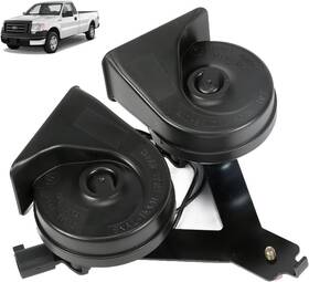 6076-014 Emeland Dual Horn Assembly With Bracket Compatible Ford 2005-2024 F250 Black