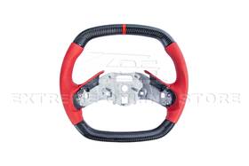 Eos-st-c8-20up-007 Extreme Online Store For 20-up Corvette C8 Carbon Fiber Red Perforated Leather Stripe Steering Wheel
