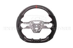 Eos-st-mus-24up-003 Extreme Online Store Carbon Fiber Alcantara Leather Red Stripe Steering Wheel For Ford Mustang 24-up