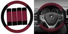 Fh2033burgundy Fh Group Steering Wheel Cover Modernistic And Seat Belt Pads