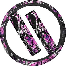 20210903z8410 Fkelyi Non-slip Neoprene Steering Wheel Cover For Women Dark Pink Camouflage
