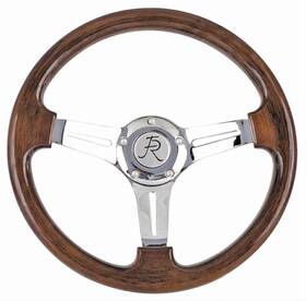 Fr20123 Flaming River Steering Wheel Aluminum/wood Polished Mahogany 3-spoke 13.80 Inch Dia