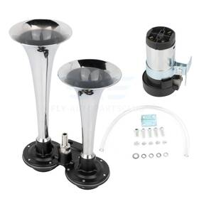 10311121 Fly-autopartsclub 12v 150db Loud Dual Trumpet Air Horn Compressor Kit For Car Truck Train Boat