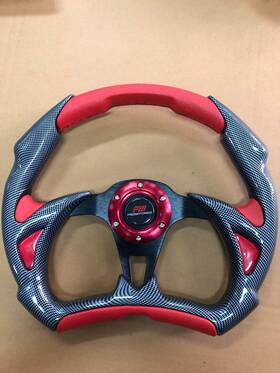 Xcs-cb-a005288 Fm Freemotor802 Steering Wheel Battle Type 320mm Carbon Fiber Red Pvc Leather