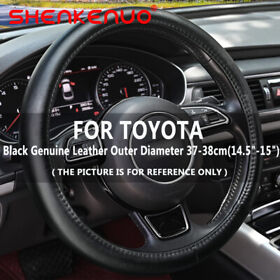 For 2013 Toyota Prius V Black Real Genuine Leather Steering Wheel Cover 38cm Diy