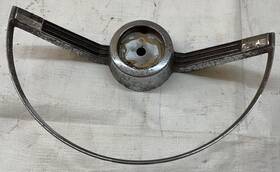 C7az-13a805 Ford 66170 67 Galaxie Steering Wheel Horn Ring Chrome Column Cover Trim Cap Button Molding