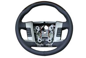 8a8z3600he Ford 09 Flex Steering Wheel With Sync Stone Gray Leather Wood Trim Nos Oem