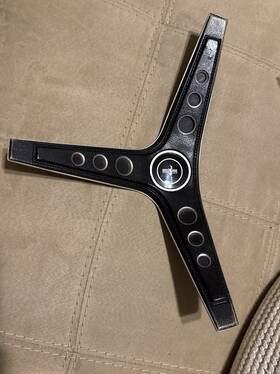 C9aa-3e602-aw Ford 1969 Mustang Mach 1 Rim Blow 3 Spoke Steering Wheel Center Pad And Insert Black