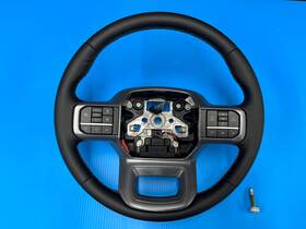 Ml3b-3600-rn319w Ford 2025 F150 Lariat Heated Leather Steering Wheel Black With Gray Stitching
