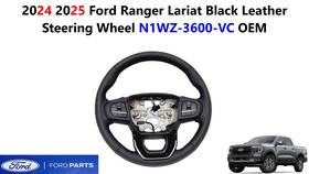 N1wz-3600-vc Ford 2024 2025 Ranger Lariat Black Leather Steering Wheel