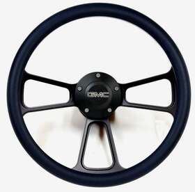 Gmc-a03 Forever Sharp 1099 Blk-hb5 56b 1970 - 1973 Gmc Pick Up Trucks Black Billet Steering Wheel Horn Kit